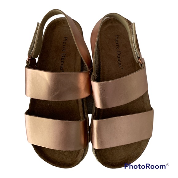 Pierre Dumas Rose Gold Flatform Wedge Sandals - Picture 2 of 5